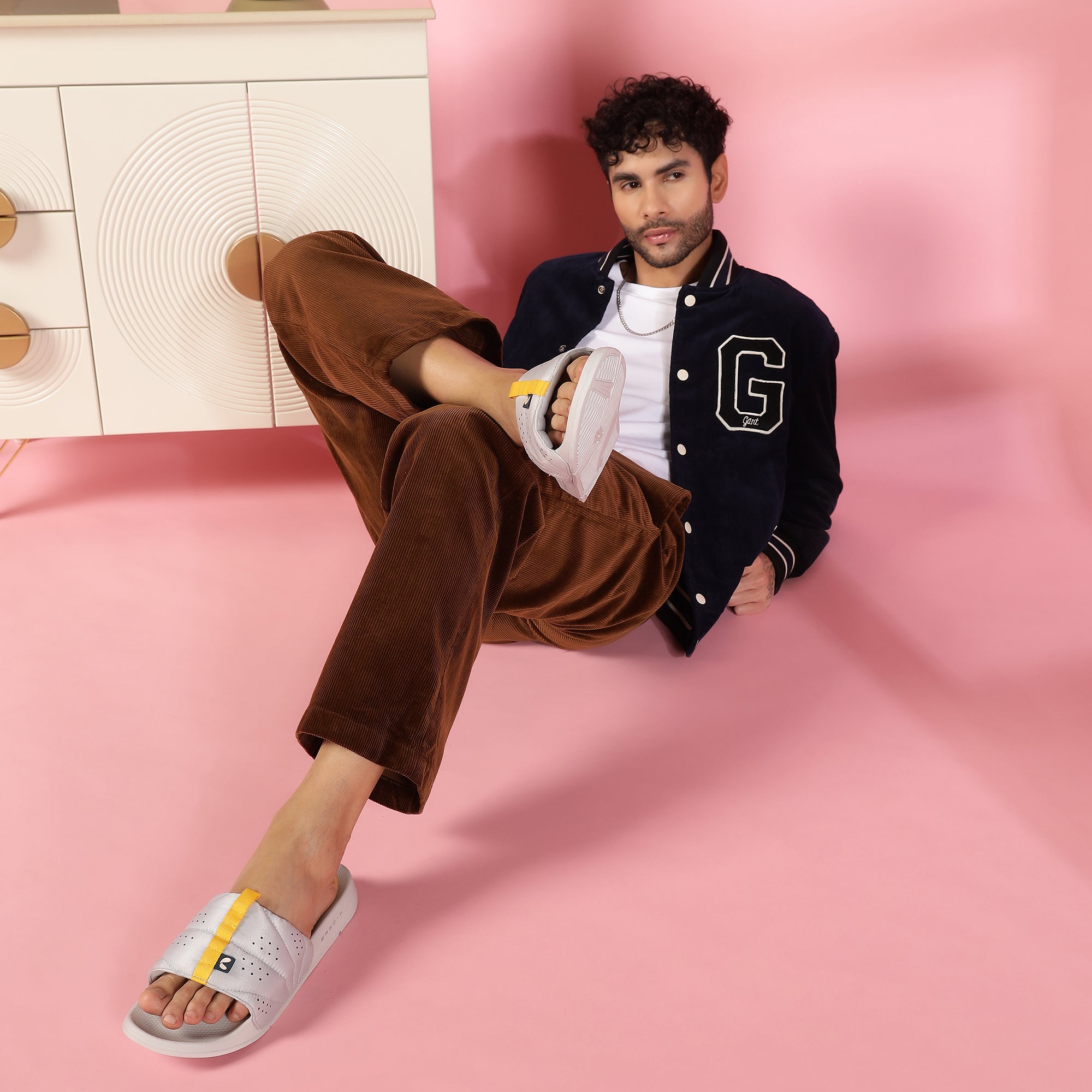 Turbo Light Grey Sliders for Men