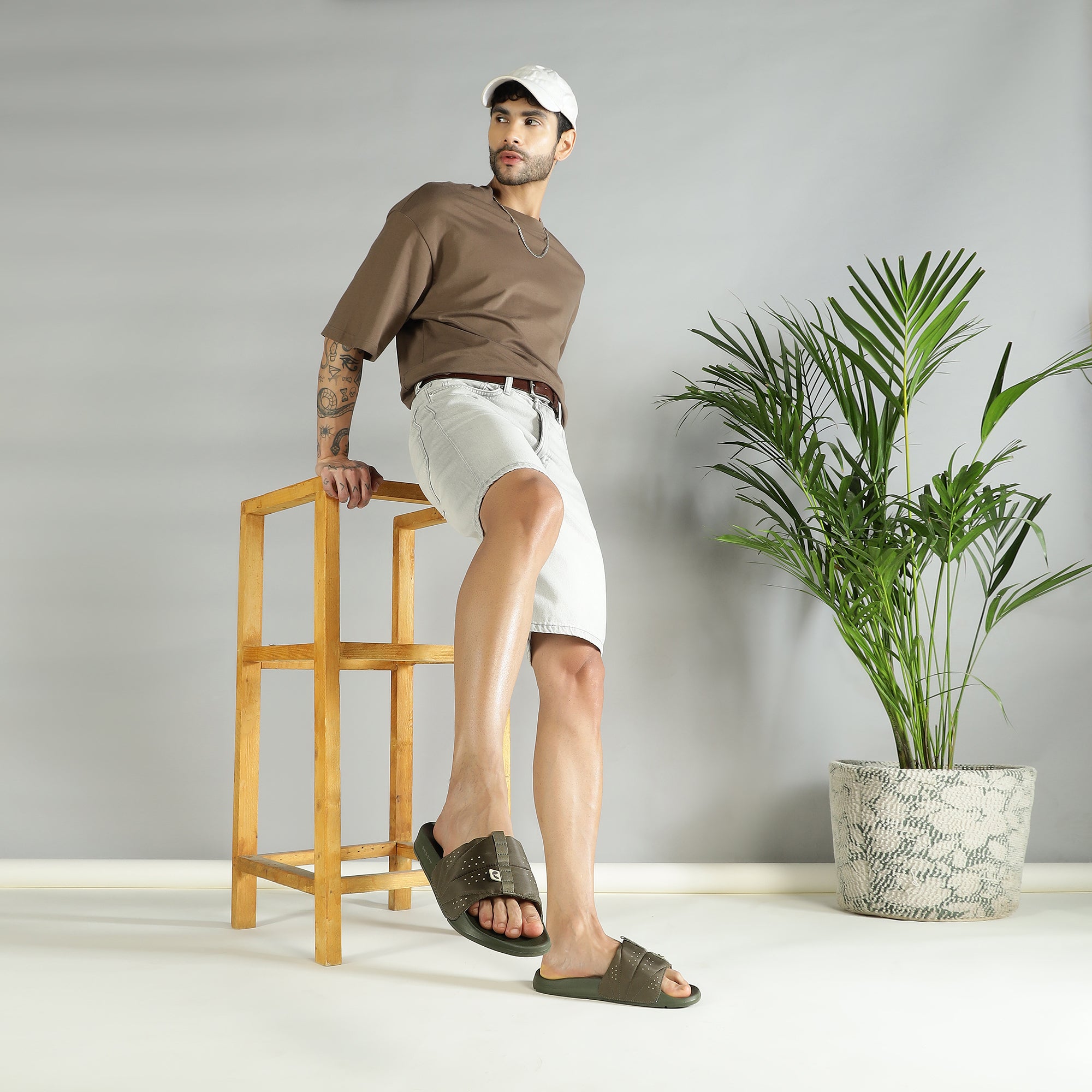 Turbo Olive Sliders for Men