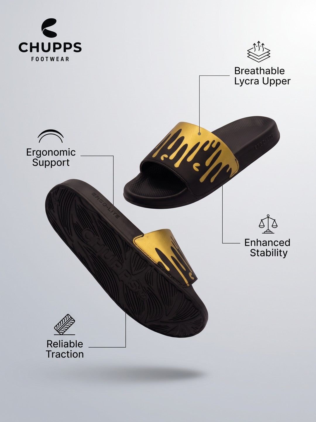Drippy Sliders_black_&amp;_gold