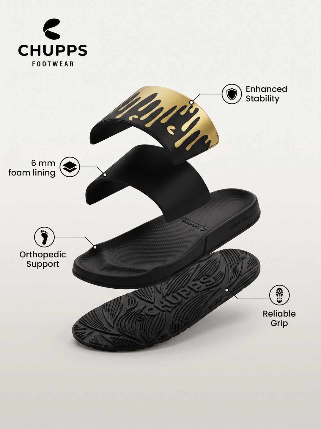 Drippy Sliders_black_&amp;_gold