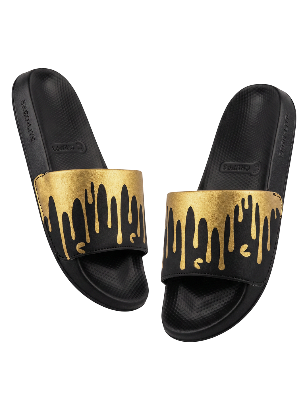Drippy Sliders_black_&amp;_gold