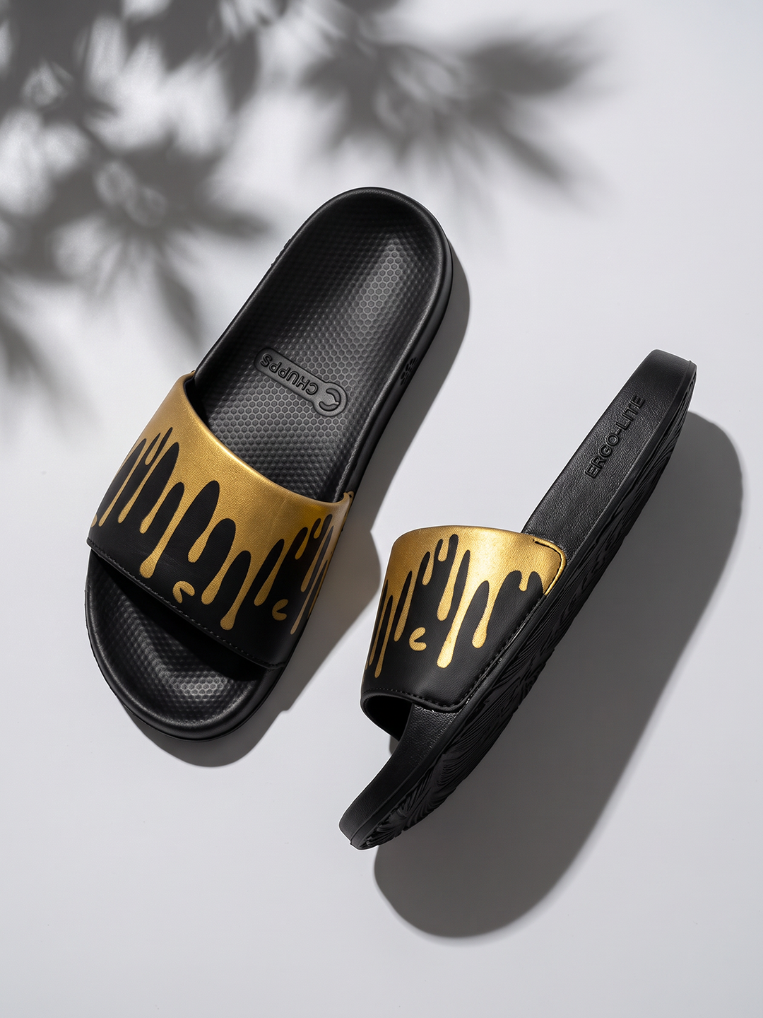 Drippy Sliders_black_&amp;_gold