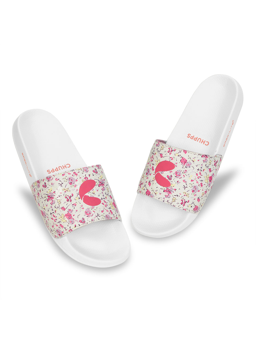 Grace White &amp; Pink Sliders -Women