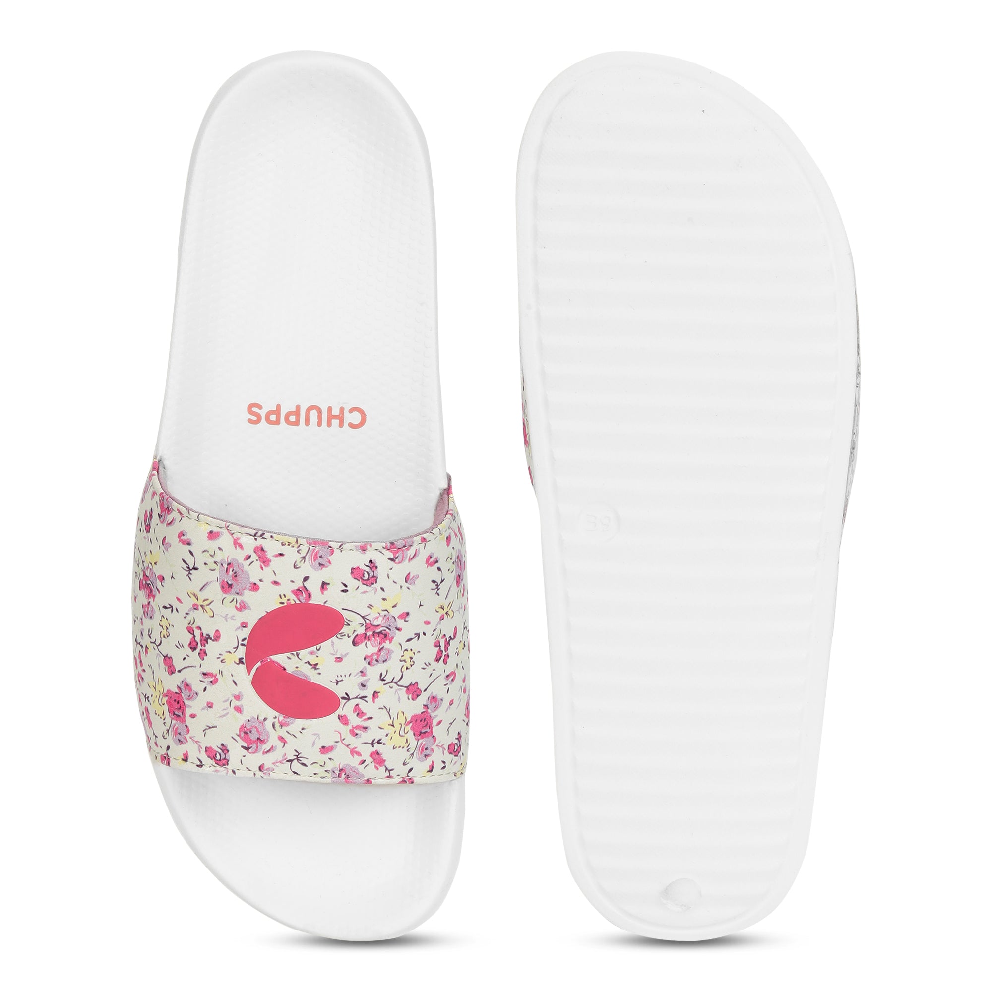 Grace White &amp; Pink Sliders -Women