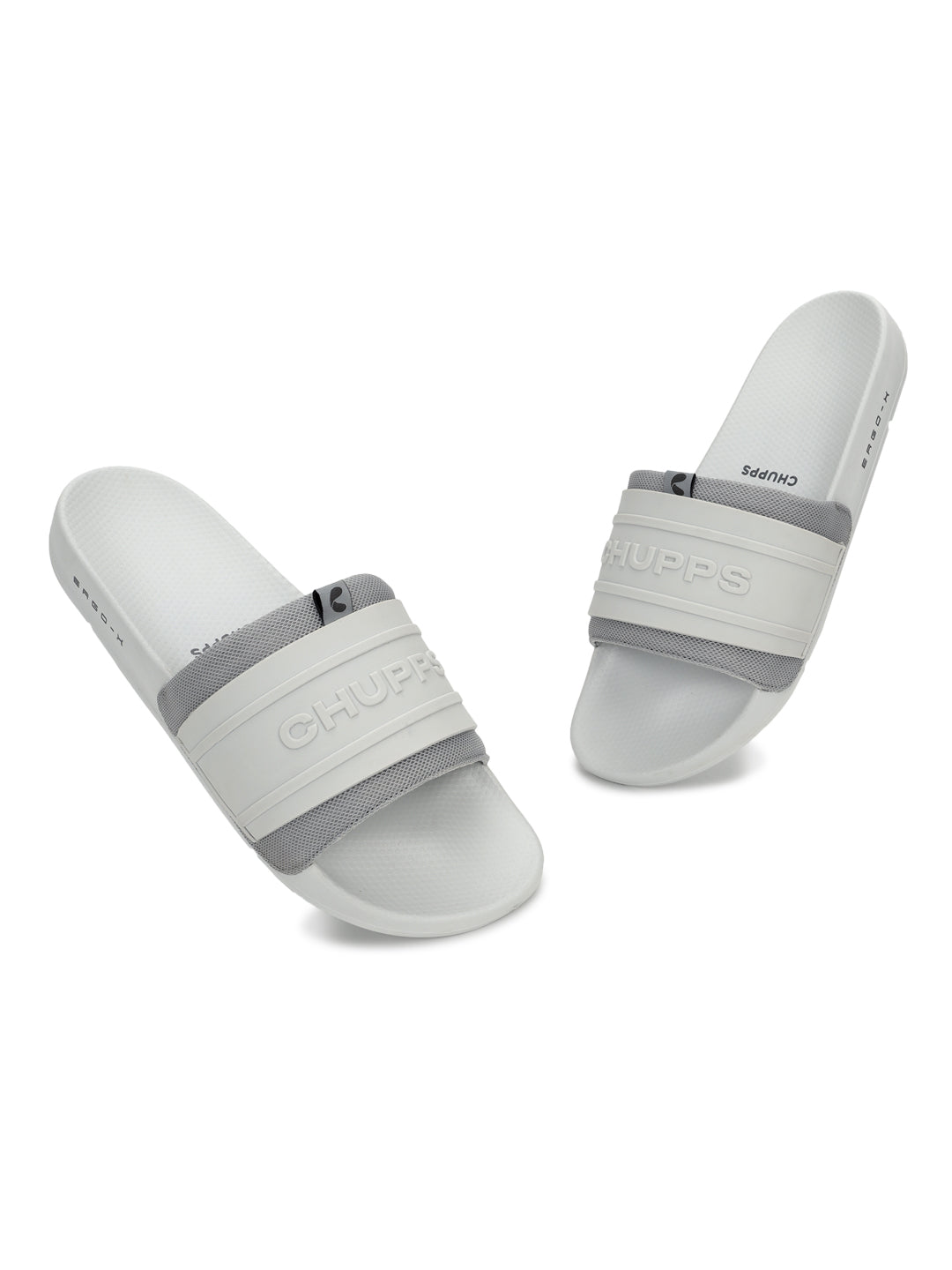 Durable light grey slip-on sliders for men with ergonomic sole