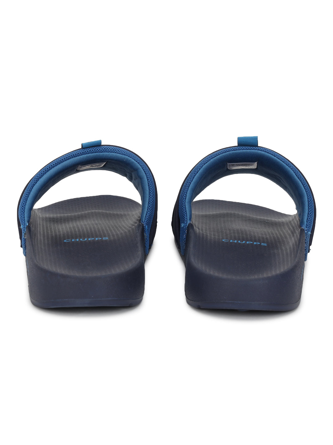 Pair of blue sandals on a white background