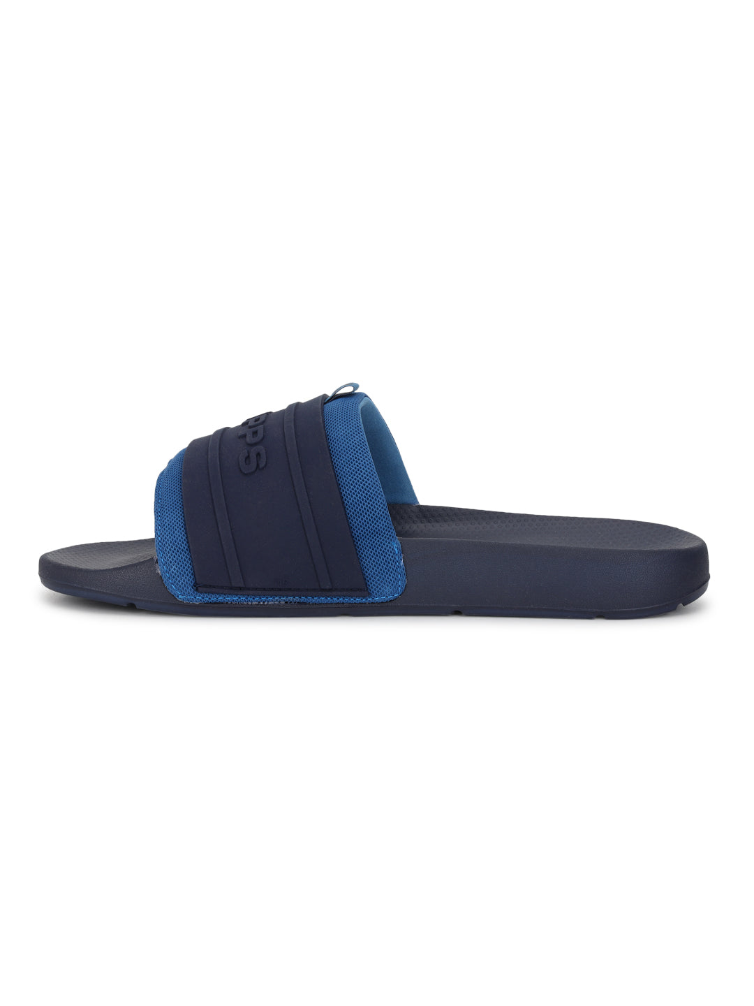 Minimal design men’s sliders in blue for casual wear