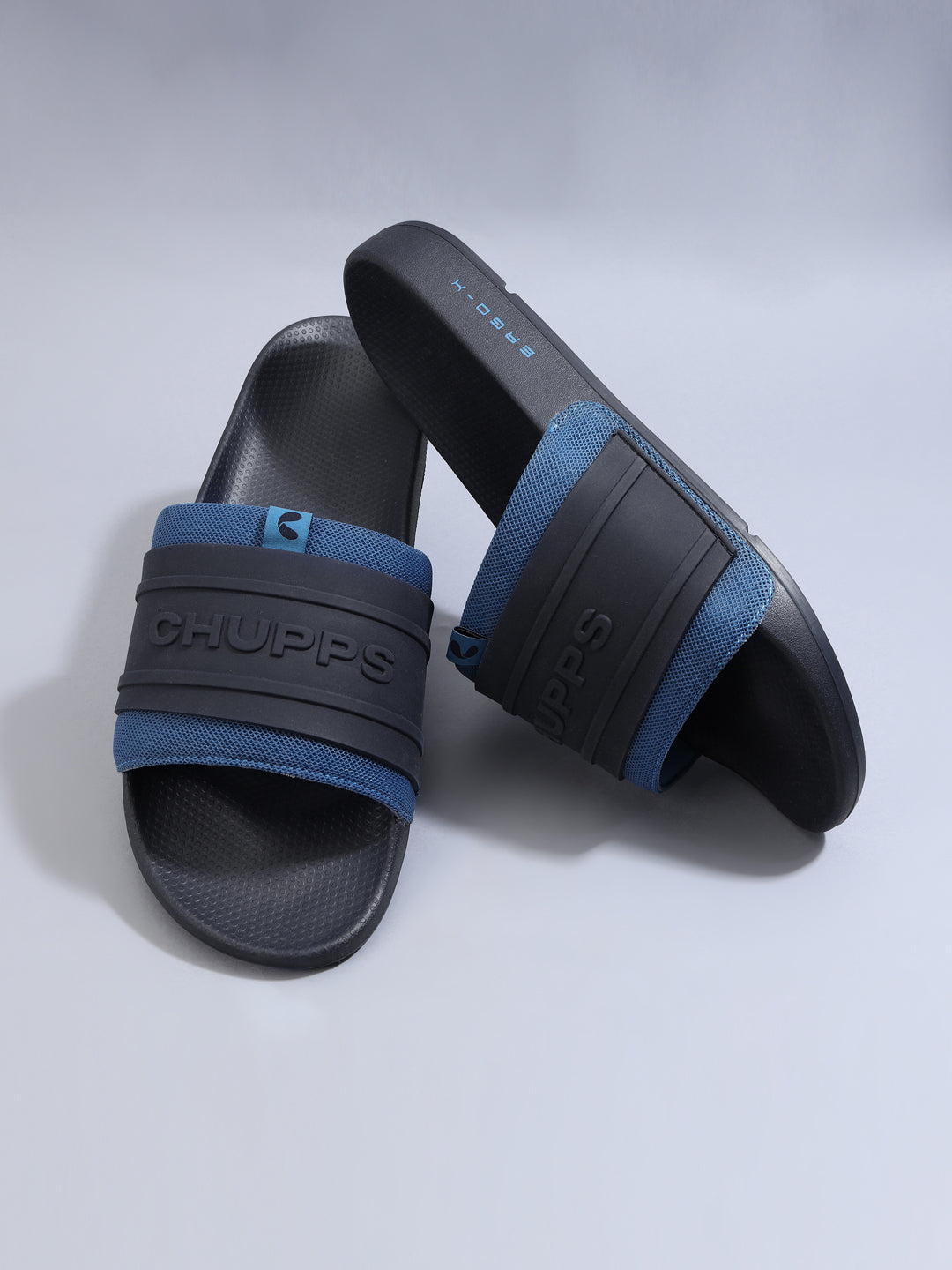 Durable navy blue slip-on sliders for men with ergonomic sole