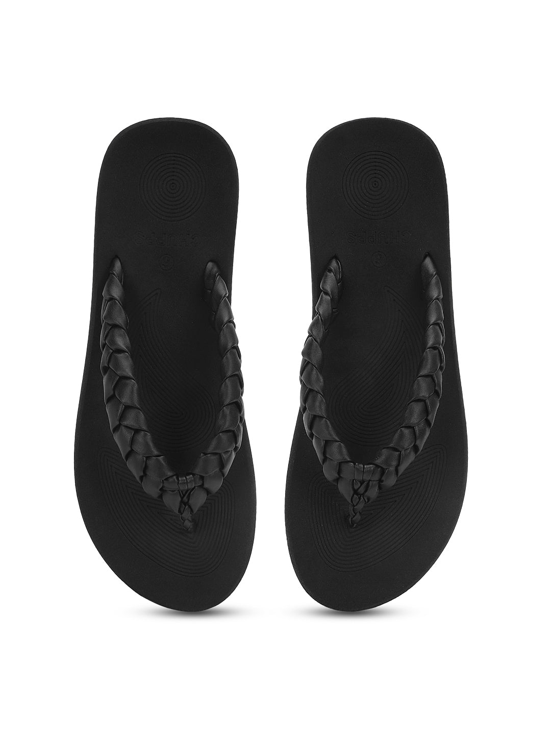 Wisp Black Braided V-strap - Women