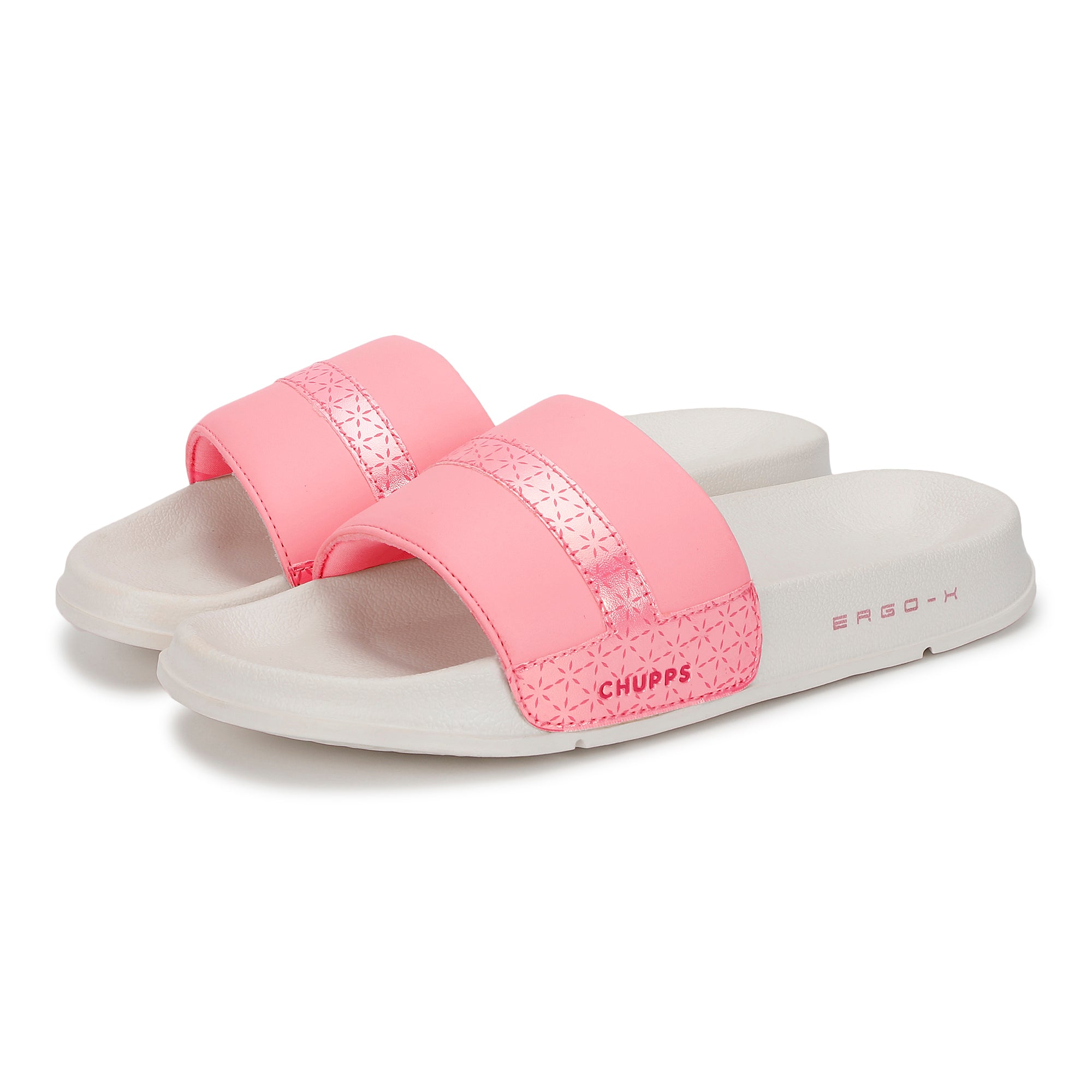 Pink and white slides with &#39;Chubbs&#39; branding on a white background