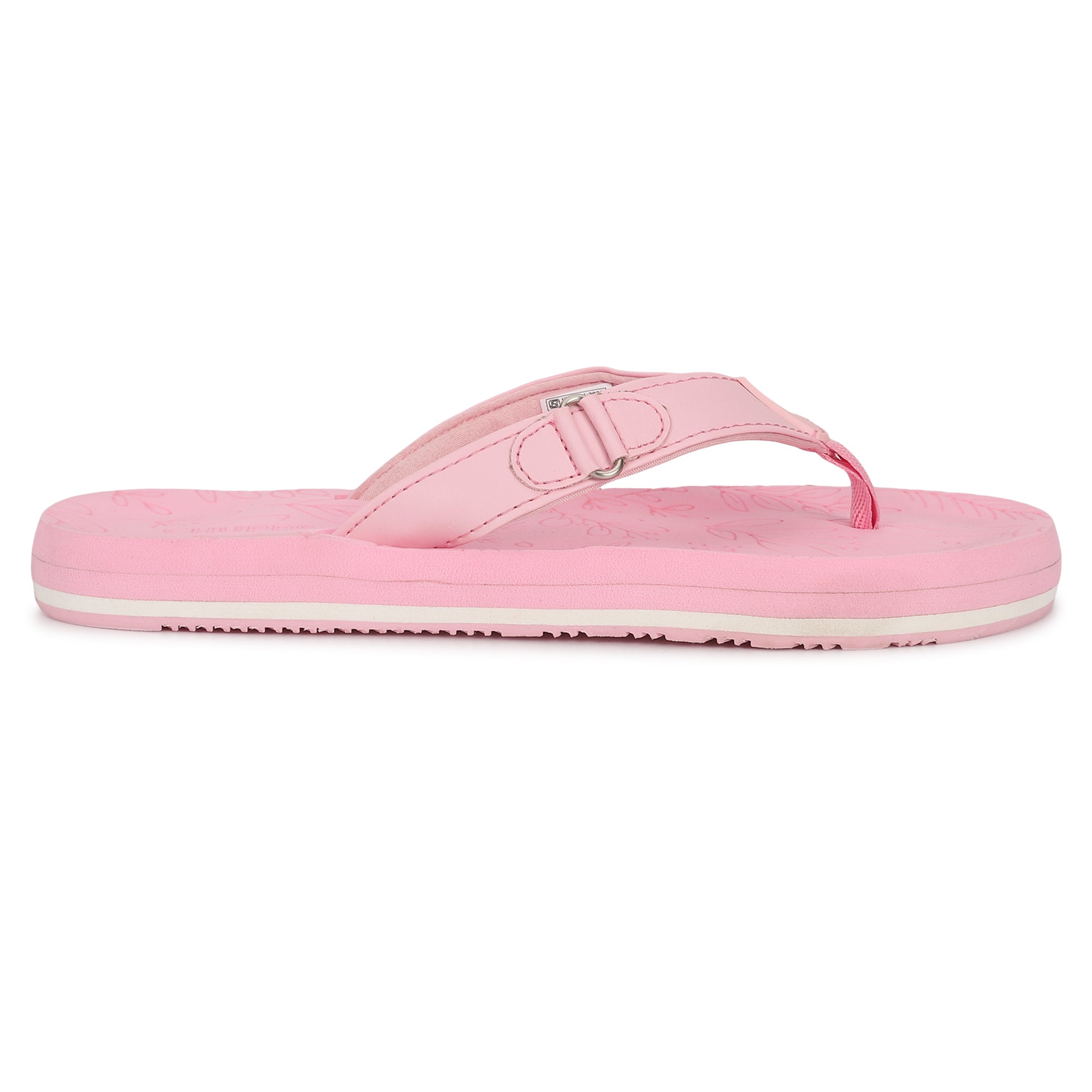 Pink flip-flops for women side view with V-strap