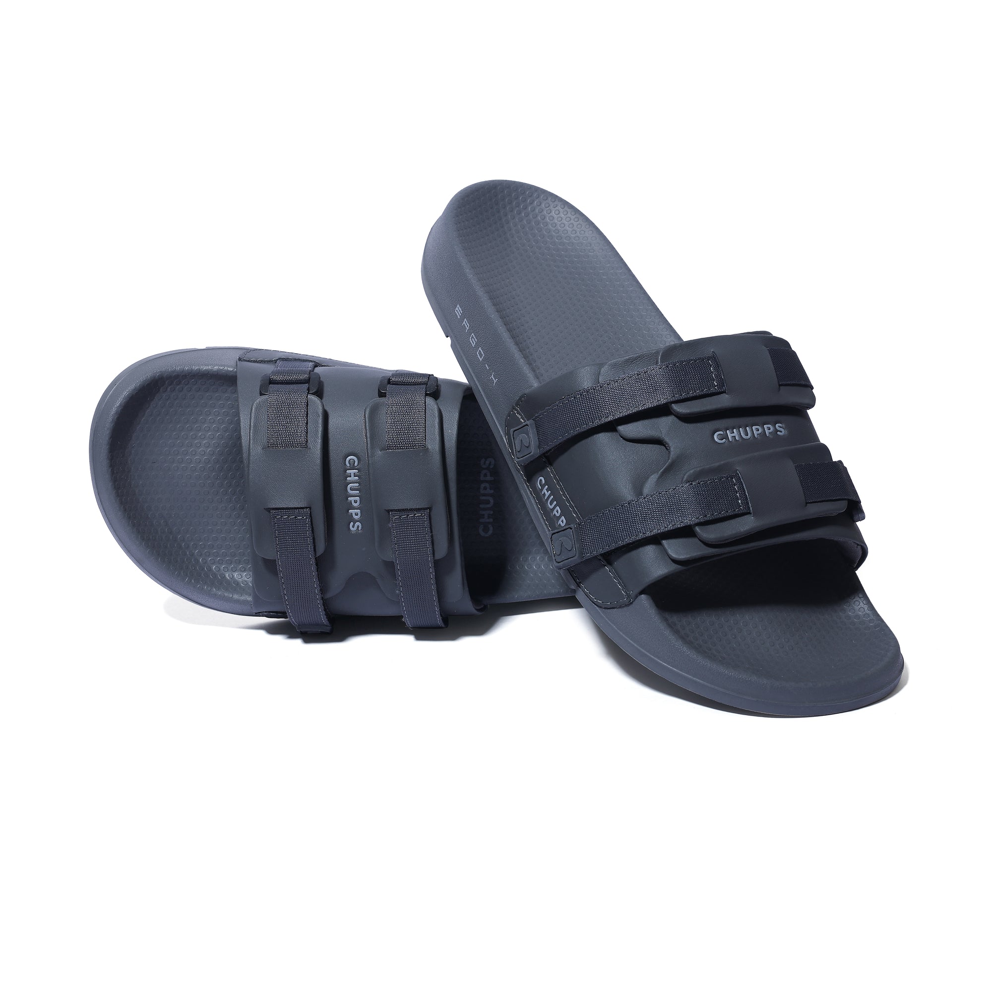Pair of sliders supporting each other on white background