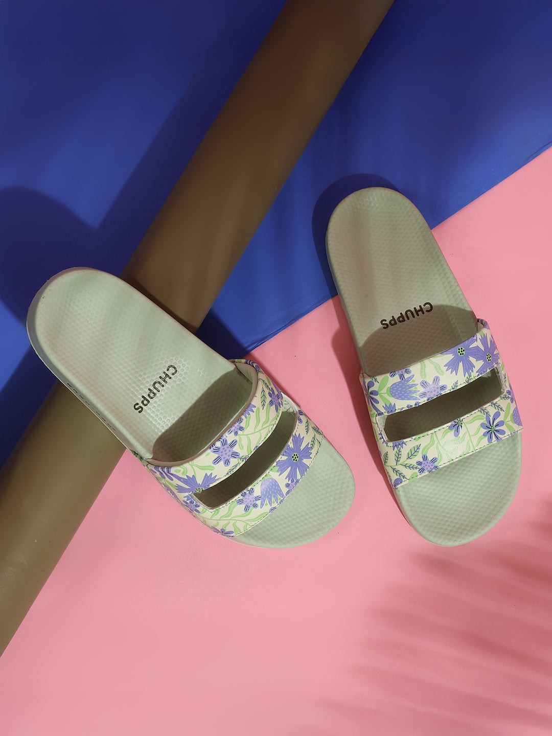 Top view of women’s sandal featuring a unique side slit design.