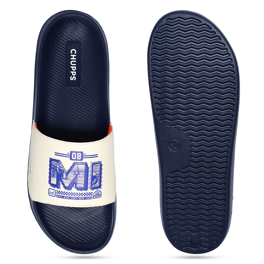 Chupps X Mi Victory White &amp; Navy Sliders