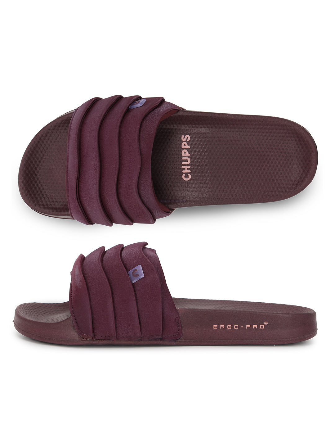 Side and top view of feminine ergonomic slide with floral detail