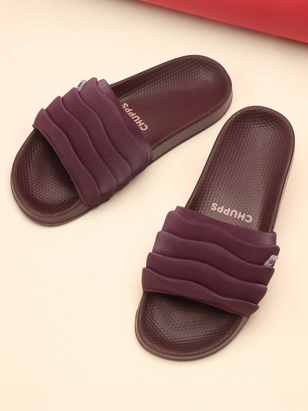 Women’s floral panel sandal in maroon
