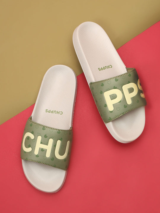 Pastel green strap and grey color sole top view