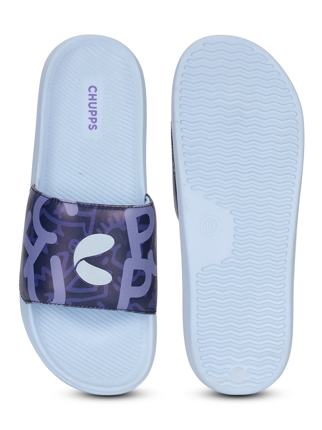 Comfortable men’s navy blue sliders for casual streetwear , front and back 