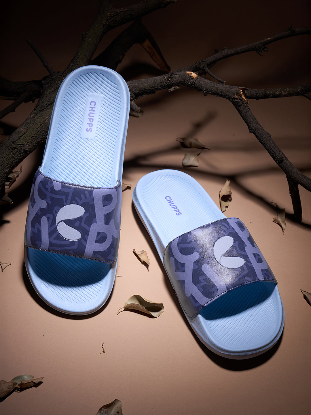 Playful navy blue sliders with CHU | PPS split branding 