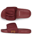 Ruffel Maroon Sliders - Women
