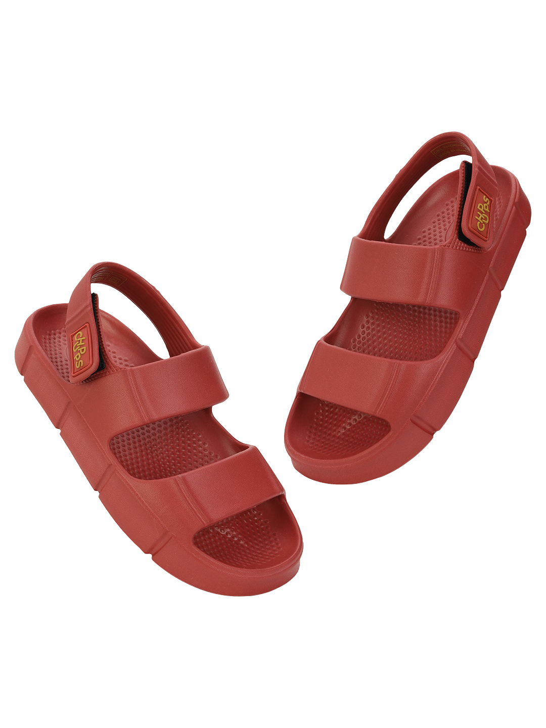 Chunky Sandals_brick_red sandals on a white background