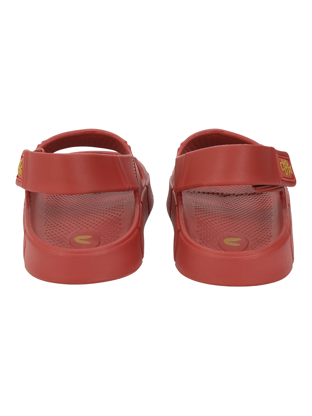 Chunky Sandals_brick_red pair of red sandals on a white background