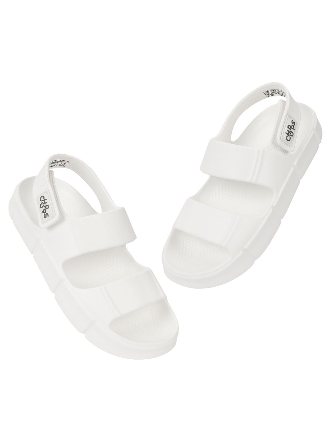 Chunky Sandals_almond_white chucky sandals with velcro straps on a white background