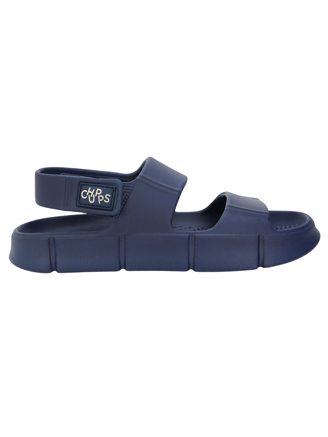 Chunky Sandals_blue chunky navy blue sandal with a visible brand logo on a white background