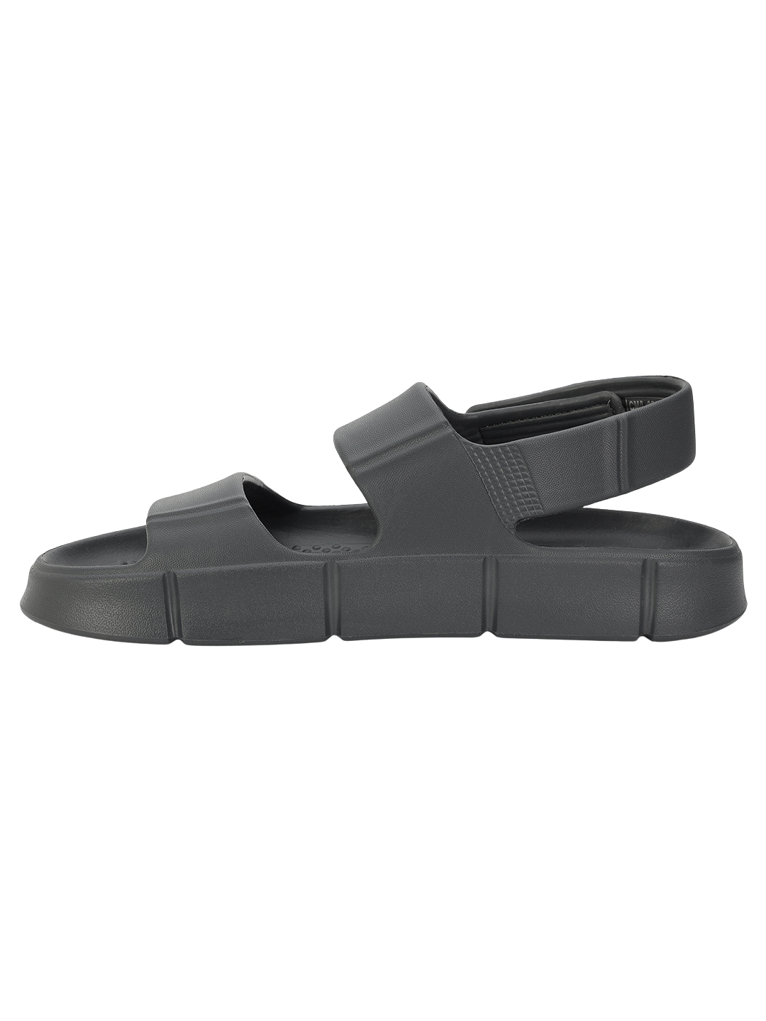 Chunky Sandals_dark_grey chunky black sandal with double strap on a white background