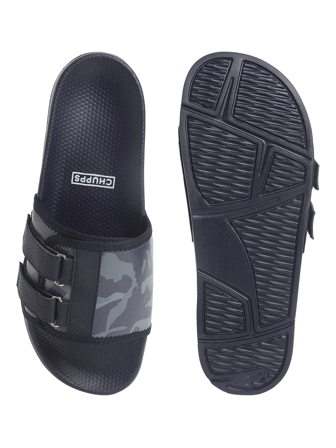 Outsole detail showing slip-resistant tread for outdoor grip. Top view of adjustable velcro strap