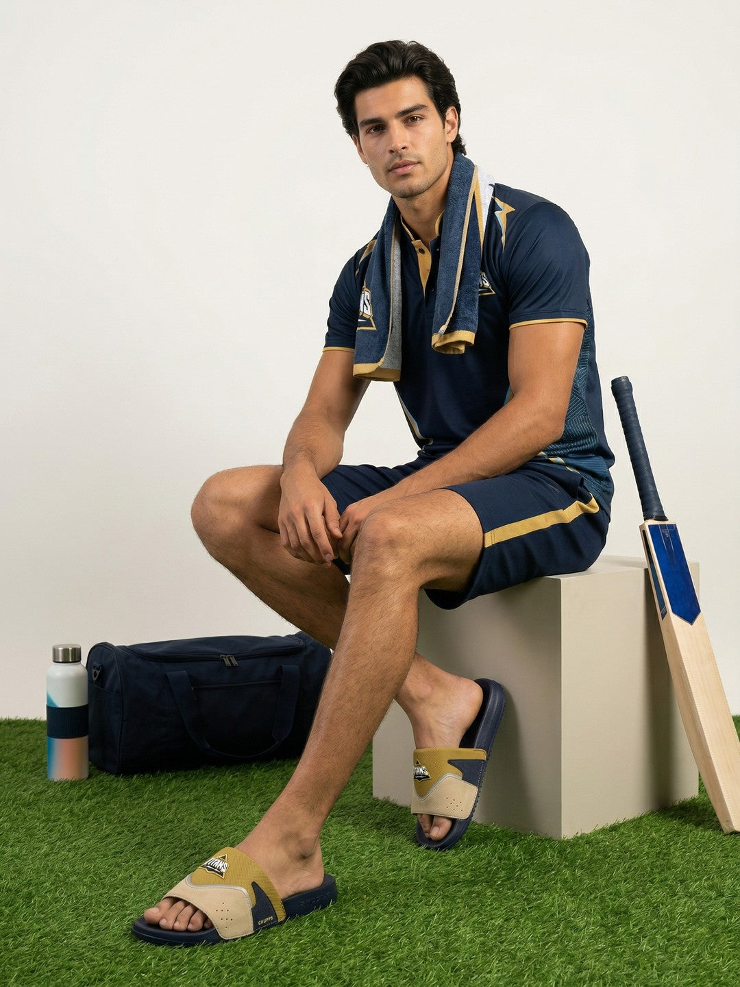 Gujarat Titans Rally Sliders_navy_beige