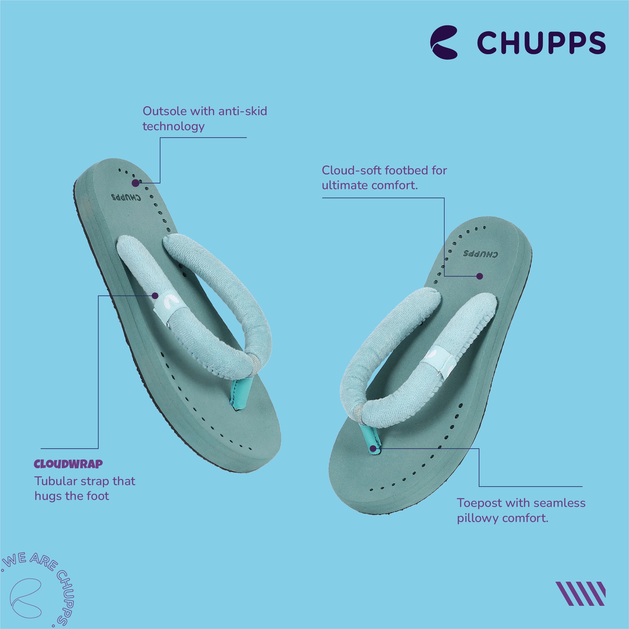 Plush Sea Green V-Straps -Women